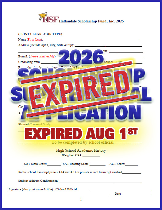 2026 Hallandale Supplemental Scholarship Fund